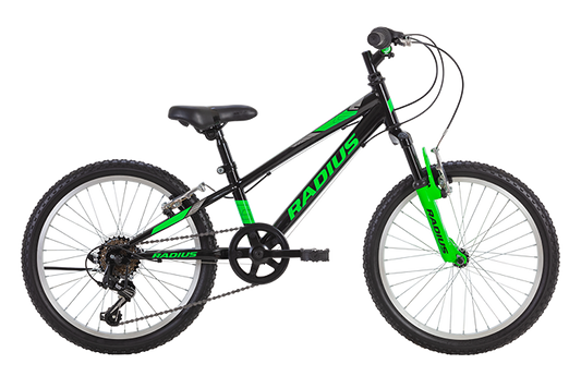 Radius Toughrunner 20” Kids Mountain Bike Gloss Black/Green/Silver